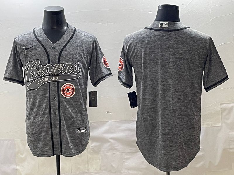 Men 2025 Cleveland Browns Blank Grey Joint Name Nike Limited NFL Jersey style 5